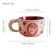Cute Cat Design Ditsy Floral Ceramic Cup, High Quality Ceramic Mug, Home And Office Use Coffee/Water Cup, Breakfast Cup - Multicolor - View 12