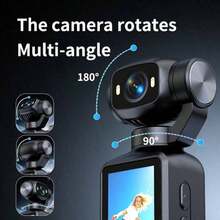 Kamera Saku 4K HD dengan Layar 1,97 Inci, Lensa Flip yang Dapat Diatur Secara Manual 180°, Lampu Pengisi Terintegrasi - Mendukung Perekaman Video 4K, Termasuk Kartu Memori 32GB, Baterai 1800mAh, Fokus Otomatis, Cocok untuk Olahraga Luar Ruangan dan Perekaman Video - View 3