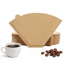 100pcs Fan-Shaped Coffee Filter Paper, Suitable For Pour-Over Coffee Maker, Drip Coffee Cup, U101 U102 U103 Cone Filter, Back To School Essential - Multicolor - View 2