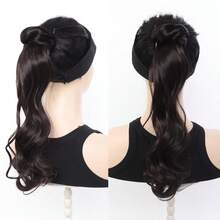 Women's Ponytail Hair Extension With Integrated Claw Clip, Korean Style Low Ponytail, Natural Voluminous Layered Curly Hair Piece - Black - View 5