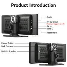 VENBES 10.26 Inch PND Portable Car Stereo With Built-In DVR Dash Cam, Wireless CarPlay & Wireless Android Auto Touch Screen Car Player Bluetooth FM - Main Unit Only With Built-in DVR - View 10