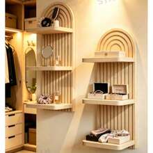 2pcs Set Extra Large Bohemian Style Wavy Wooden Wall Frame, Rainbow Arch & Farmhouse Style Wall Shelf, Multi-Functional Outdoor Rack, Easy To Install, All Season Applicable, Wooden Wall-Mounted Storage Rack, Suitable For Bedroom And Home Decor, Home Decor, Living Room Home Decor, Room Decoration, Christmas Decoration, Ramadan Decoration Perfect Gift, 1pc - A - View 1