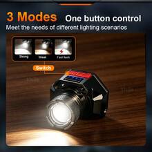 Đèn đeo đầu LED sạc Type-C, 4 LED kèm đèn báo pin, nhẹ gọn di động, 3 chế độ, zoom kéo dài, phù hợp cho cắm trại, câu cá, đi bộ đường dài, leo núi, đạp xe - đèn pha - Xem 6