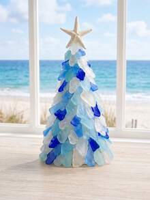 1pc Sea Glass Christmas Tree Set, Sea Glass Christmas Tree Series Set, Desktop Decoration Set, Holiday Style Decor, Handmade Craft, Christmas Theme Creative Gift - Multiple Styles - View 12