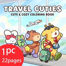[NEW TRAVEL CUTIES Coloring Book] 1 Original Coloring Book, 22 Single-Sided Printed Pages, Clear Lines And Exquisite Designs, Perfect For Relaxation, New Year, Christmas, Birthday, School Holiday Gift, Suitable For Adults, Teens And Children - Single Piece - View 2