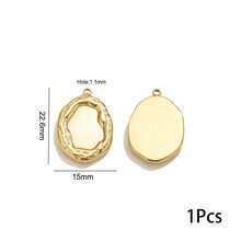 1pc Gold Plated Stainless Steel Mixed Pendants, Hollow Teardrop, Antler Connector, Irregular Blank Frame Charms For DIY Jewelry - Yellow Gold - View 7