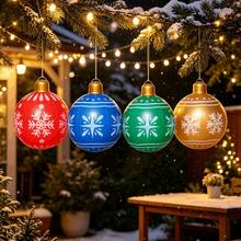 1pc 48*50cm PVC Inflatable Christmas Ball, Snowflake Design, Simple Style, Suitable For Indoor/Outdoor Christmas & New Year Decoration, Yard, Garden, Porch, Durable Inflatable Decor, Reusable, Optional Pump Set, No Electricity - Snowflake Christmas Ball - View 2