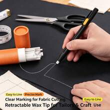 Heat Erasable Fabric Marking Pen, Retractable Wax Crayon, Clear Line Cutting Tool, Suitable For Sewing, Cutting, Garment Making And Craft Projects - A - View 2