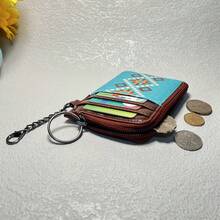Mini Retro Geometric Pattern Short Wallet, Clutch Bohemian Style Coin Purse, Women's Credit Card Case - Multicolor - View 5