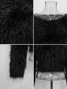 Sexy Style Short Sweater Women Autumn/Winter Lazy Loose Fluffy Soft Knitted Top - Black - View 8
