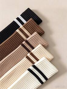 2‑Colors Women Classic Versatile Ribbed Slouch Mid‑Calf Socks, Solid Color Soft Knit Socks, Comfortable Balletcore Preppy Fall Winter Casual Socks - Multicolor - View 5