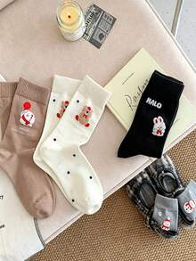 1/4/8 Pairs Christmas Snowman Themed Socks, Fashionable & Versatile, Suitable For All Seasons, Thick Warm & Comfortable Calf Socks - Multicolor - View 3