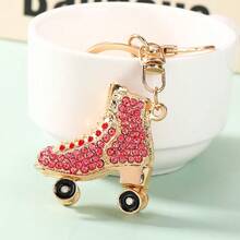 1PC Rhinestone Roller Skate Keychain, Gold Alloy Shoe Bag Charm, Key Pendant, Daily Gift - Multicolor - View 6