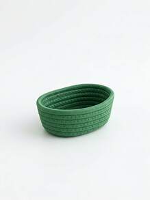 Cirelle 3pcs/1pc Large Capacity Oval Handwoven Storage Basket, Bohemian Style Rope Woven Basket, Suitable For Kitchen, Bathroom, Clutter, Bedroom, Living Room, Dorm, Desk, Vanity, Home Decor, Bathroom Storage, Also Suitable For Storing Snacks - Green - View 14