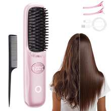 Multi-Color Wireless Curling Comb, Portable Anti-Frizz Tool With LED Digital Temp Control & Anti-Scald Design, USB Rechargeable, Lightweight & Compact, Say Goodbye To Morning Frizz, Smooth Hair Anytime, Anywhere, Multiple Colors Available. - Multicolor - View 2