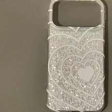 Casing Ponsel Ins Style Desain Hati Berongga Tekstur Berlian Kompatibel Dengan iPhone 17 Pro/17/16 Pro Max/17 Pro Max/15 Pro Max/14, Pelindung Anti Jatuh, Gaya Niche Kelas Atas yang Unik - Perak - View 2