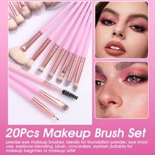 20pcs And 1pc Gift Makeup Brushes Set, Soft Dense Cosmetic Brushes For Foundation Powder Blush Eyeshadow Concealer Contour Highlight, Complete Face & Eye Makeup Brush Kit, Handles For Makeup Beginners And Daily & Party Makeup Application - Pink - View 7