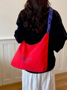 New Slouchy Large Capacity Fashion Casual Highly Attractive Personalized Commute Versatile Shoulder Crossbody Bag - Red - View 7