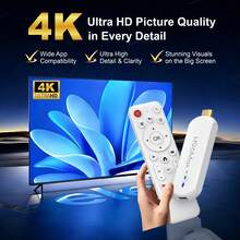Stick TV Android 14 Smart Control Baru, Kontrol Suara, 4K Ultra HD, RAM 2GB ROM 16GB, Chip AllWinner 64-Bit, USB Type-C 3D, Wi-Fi 6 Dual-Band 2.4/5GHz, Wireless 5.0, Antarmuka Kontrol Cerdas, Port Mini USB - Hitam - View 2