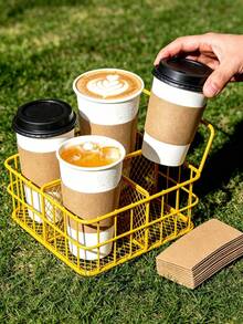 75pcs Coffee Cup Sleeves, Suitable For Hot Drinks, 25/50pcs Durable Corrugated Cardboard Cup Sleeves, Fits 12-24oz Cups, Beverage Insulation, Suitable For Both Hot And Cold Drinks - View 1