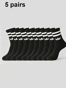 1/5/10 Pasang Kaos Kaki Olahraga Pria Bergaris Warna Polos, Kaos Kaki Pasangan, Kaos Kaki Kasual Penyerap Keringat dan Bernapas, Unisex, Cocok untuk Penggunaan Sehari-hari - MultiWarna - View 8