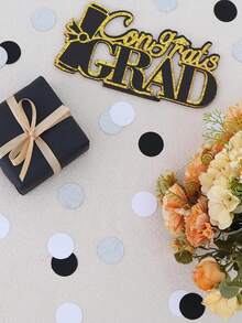 100pcs/Set Black & Silver Happy Birthday Sequin Confetti, Glitter Letters And Round Paper Confetti Table Decor, Suitable For Adult Birthday Party Decoration - View 2
