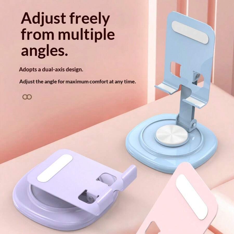 360° Rotating Foldable Desktop Phone Stand, Height And Angle Adjustable Phone/Tablet Holder, Portable Cute Macaron Color Home Office Desktop Stand, Best Gift Product