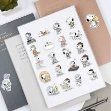 1 Set/28 Pcs Snoopy Graffiti Stickers, Cute Cartoon Anime Waterproof Cut-Out Decals For Phone, Suitcase, Notebook, Suitable For Students, Portable Colorful Hand-Drawn Stationery, Halloween Gift (Random Style) - Multicolor - View 3