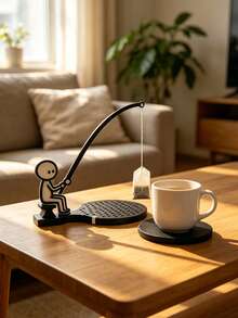 Fishing Man Tea Bag Holder, Creative Tea Bag Hanging Rack, Reusable Tea Bag Holder, Cup Rim Tea Bag Support, Tea Accessories, Suitable For Tea Lovers, Home Office Workers, Birthday Holiday Fun Gift, Tea Room Desktop Use, Tea Bag Storage Rack, Tea Bag Hook, Fun Tea Brewing Tool, Quirky Desktop Decor, Highly Attractive Afternoon Tea Atmosphere Item - Multicolor - View 4
