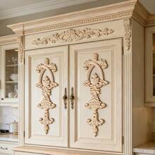 2pcs Solid Wood Carving Stickers, Woodworking Supplies, Home Decorations, Suitable For Cabinets, Doors And Windows, Furniture, Background Walls, Entrances, Offices And Other Decorations, Holiday Decorations, DIY Decorations. - Multicolor - View 3