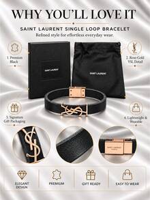 YSL Single Ring Bracelet, 6.7cm Diameter, Single Piece, Lightweight And Delicate, Suitable For Daily Wear And Gifting - Black - View 5