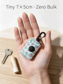 1pc Dog Poop Bag Dispenser With Clip, Leopard Camo Print Pet Waste Bag Storage Pouch, Can Be Hung On Leash, 7x5cm Portable Travel Poop Bag Carrier With Zipper And Cross-Shaped Dispensing Hole, 5 Colors Available, Suitable For Small And Medium Dogs Walking - View 3