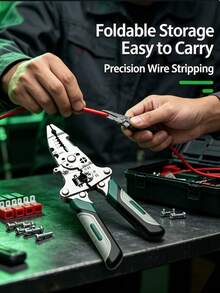 1pc Foldable Wire Stripper, High Carbon Steel Material, Suitable For Electrical Wiring, Home Wiring, Outdoor Emergency, Home Repair, Ideal Choice For Electricians And Repair Professionals - Foldable Wire Strippers - View 1