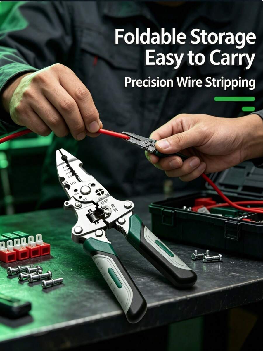 1pc Foldable Wire Stripper, High Carbon Steel Material, Suitable For Electrical Wiring, Home Wiring, Outdoor Emergency, Home Repair, Ideal Choice For Electricians And Repair Professionals - Foldable Wire Strippers - View 1