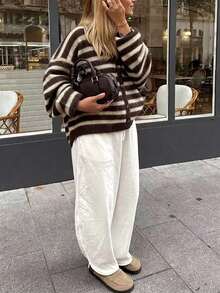 Women's Vintage Striped Long Sleeve Cardigan Sweater, Autumn/Winter Warm Knit Top, Fashion Regular Fit - Multicolor - View 6
