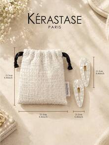Kérastase Jepit Rambut Bentuk Tetesan Air Berongga Cangkang Mutiara, Set 2 Buah Jepit Rambut Resin Prancis dengan Tas Penyimpanan Serut, Aksesori Rambut Wanita, Hadiah - Putih - View 5