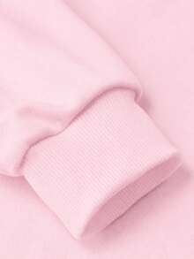 Sweet Pink Butterfly Print Girls Pullover Sweatshirt, Loose Fit Long Sleeve Top - Pink - View 3