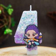 Hasbro 1pc Kpop Demon Hunters Rumi 0-9 Number Birthday Candle Glitter Cartoon Cake Topper Party Decoration - Random - View 5