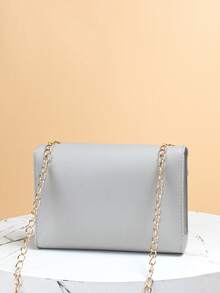 1pc Women's Sweet Style Multi-Color Chain Small Square Bag, Textured Flap Lock Bag, Versatile Shoulder Crossbody Small Bag - LB617 - View 9