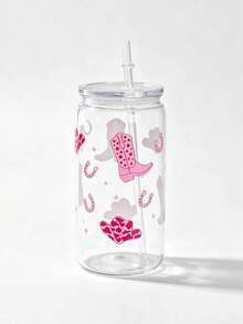 1pc Plastic Straw Cup With Christmas Sock Pattern, Suitable For Party, Camping, Holiday Gift, Party Favor, Cold Drinks, Iced Coffee Cup, Suitable For Ice Water, Cold Drinks, Room Temperature Water, Do Not Fill With Hot Water Above 50°C - Multicolor - View 2