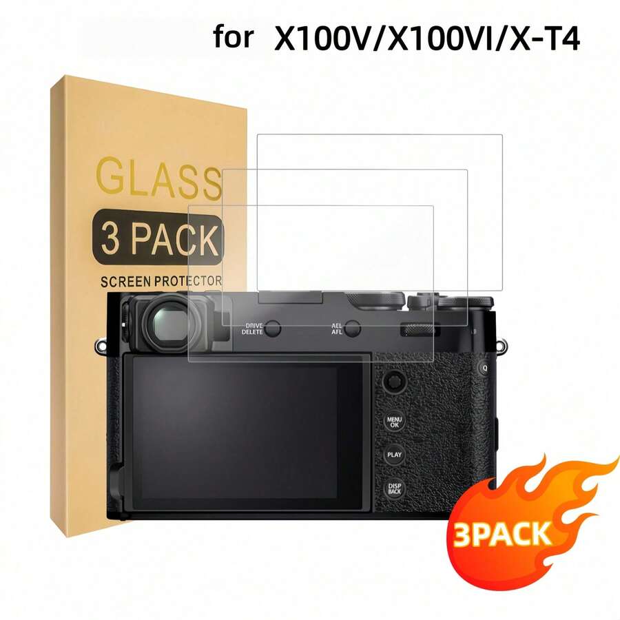 3pcs Tempered Glass Screen Protector For Fujifilm X100V/100VI/XT-4, 9H High Hardness Tempered Glass, HD Bubble-Free, Camera Accessories, Screen Protector, Outdoor Photography Gear, Seamless Design, HD Durable Screen Protector