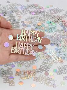 100/50/20pcs "Happy Birthday" Iridescent Glitter Confetti – Table Decorations For Birthday Parties, Party Decor, And Party Supplies - Multi-color - View 1