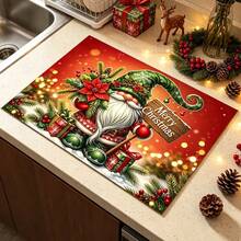 1pc Christmas Pattern Kitchen Dish Drying Mat, Coffee Machine Mat, Suitable For Tabletop Dish Placement Protection, Perfect For Christmas Home Decor, Multi-Purpose Drying Mat, Home Gift, Tabletop Decoration - XYLSD-1139 - View 2