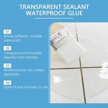 JUE FISH Agente Impermeable Invisible, pegamento sellador transparente para reparación de fugas, uso doméstico y de obra, rellena grietas rápidamente, impermeabilización duradera, adhesión fuerte, aplicación en azulejos, techos y paredes, acabado invisible sin afectar la apariencia - Sellador impermeable - Ver 9