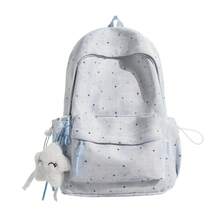 2 Pieces Set Cute Star Print Tie Dye Backpack With Plush Charm, Large Capacity Lightweight School Bag For Teen Girls, Casual Daypack For Travel Campus Daily Use - Single Pack + Pendant - View 12