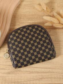 New Vintage Floral Print Zipper Coin Purse, Lightweight And Portable For Cash, Lipstick, Keys, And Coins. Suitable For Outdoor And Travel Purposes - Coffee - View 5