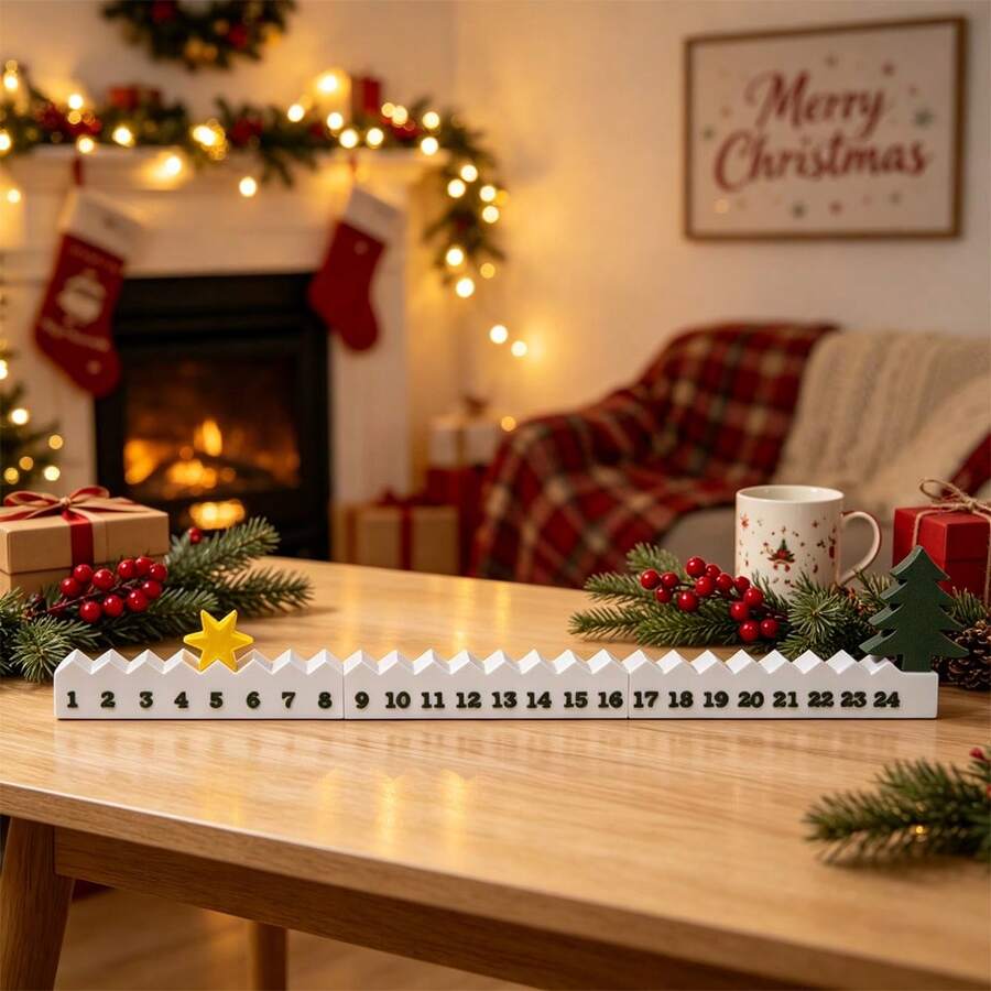 1set 3D Print Christmas Countdown Advent Calendar, Movable Star Desktop Christmas Table Decor, Unique Holiday Ornament, Christmas Home Decoration Gift. Decorations For Table, Home, Office - Christmas Advent Calendar - View 1
