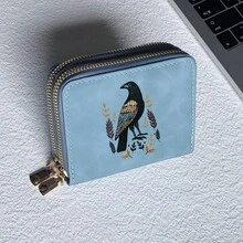 Crow Print Card Holder Lightweight Fashionable Wallet Suitable For Daily Use For Women Double Zipper Mini Wallet Purse Wallet Card Wallet - Multicolor - View 14