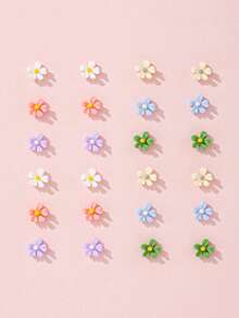 12 Pairs Boxed Women's Stud Earrings, Simple & Exquisite Multi-Color Fresh Floral Earrings, Suitable For Daily Wear, Dating, Outings, Vacation, Beach, Holiday Gift - Multicolor - View 4