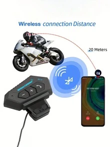 1 bộ tai nghe mũ bảo hiểm xe máy không dây rảnh tay, hỗ trợ đàm thoại, âm thanh stereo chống nhiễu, loa nghe nhạc - BT-12 - Xem 5